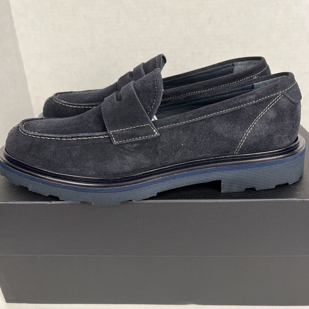 Good Man Brand Mens Size 7.5 Navy Lexington Loafer Suede Dress Shoe - Picture 3 of 9